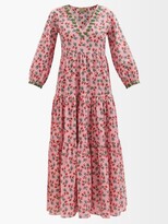 Thumbnail for your product : MUZUNGU SISTERS Frangipani Snail-print Cotton Kaftan Dress - Pink Print