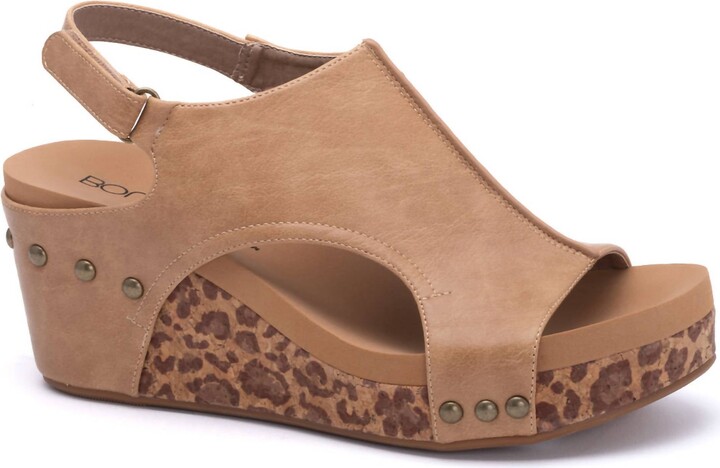 Corkys Footwear Women's Carley Smooth With Leopard Soles Sandals In Taupe