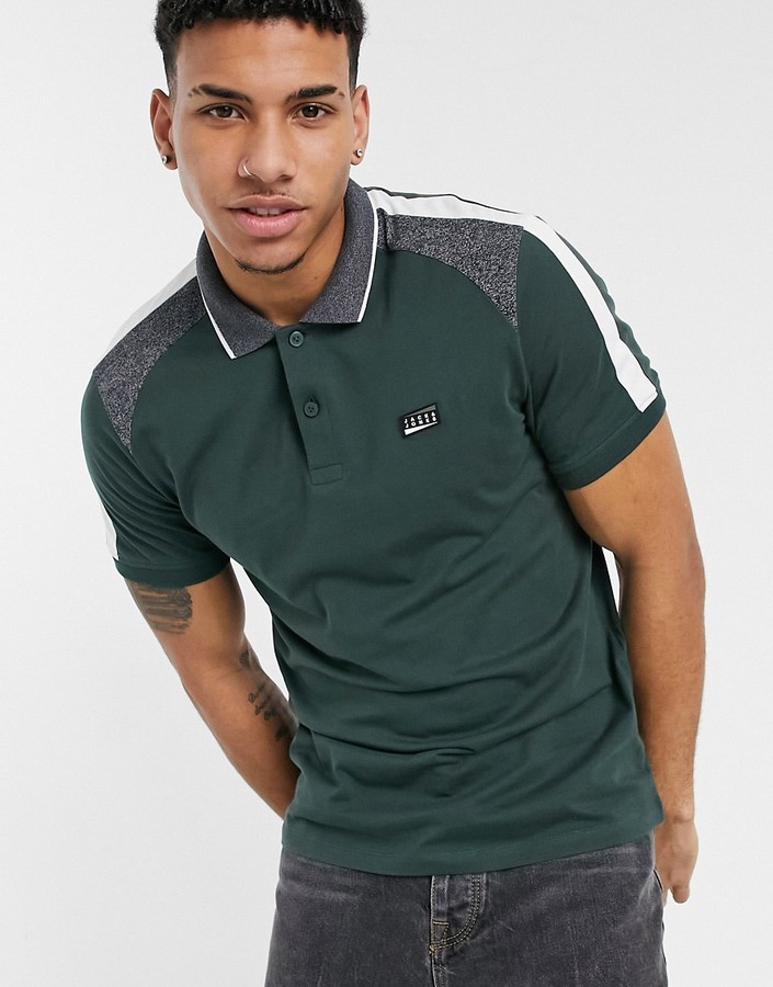 Jack and Jones color block polo in dark green - ShopStyle