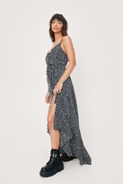 Thumbnail for your product : Nasty Gal Womens Spotty Print Button Down Maxi Slip Dress - Black - S