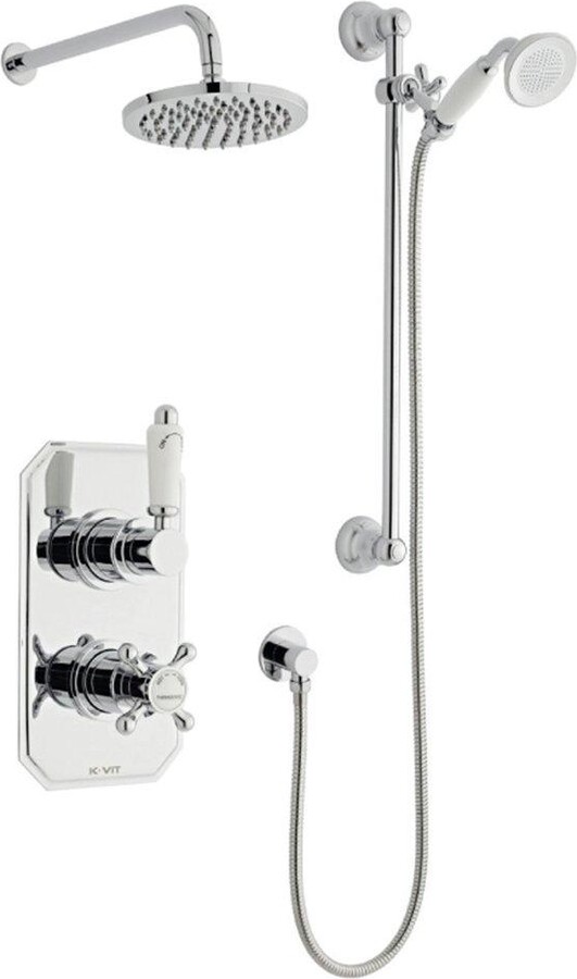 Clifton Chrome Shower with Hung Slide Rail Kit and Overhead Drencher