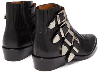 Toga Virilis Buckled Leather Ankle Boots - Black