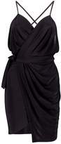 Thumbnail for your product : boohoo Slinky Wrap Tie Detail Bodycon Dress
