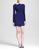 Thumbnail for your product : Valentino Long-Sleeve Dress with Detachable Leather Collar