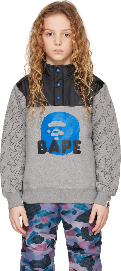 BAPE Kids Gray STA Quilting Ape Head Sweatshirt
