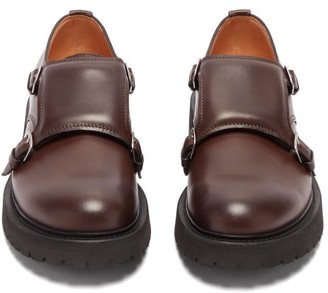 Bottega Veneta Chunky-sole Monk-strap Leather Shoes - Brown