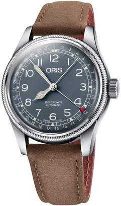 Oris Men's 40mm Big Crown Pointer Date Watch, Blue/Brown
