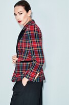 Thumbnail for your product : The Extreme Collection - Velvet Collar Checkered Merino Wool Blazer Euphemia
