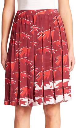 Elle Sasson Women's Celia Sparrow-Print Silk Pleated Skirt