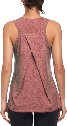 MGOOL Women's Workout Yoga Tops Mesh Sleeveless Running Shirts Gym Tank Top  Lightweight Sport Vest Tops(Gray XL) - ShopStyle