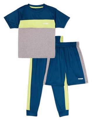 Hind Boys Colorblock T-Shirt, Shorts, & Joggers 3-Piece Active Set, Sizes 4-7