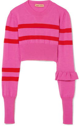 Maggie Marilyn The Believer Cropped Striped Merino Wool Sweater - Pink