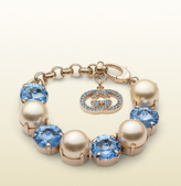 Thumbnail for your product : Gucci Bracelet With Crystals And Pearl Effect Glass