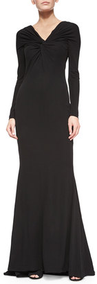 Talbot Runhof Homie Twisted V-Neck Stretch-Crepe Gown