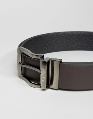 Armani Jeans Leather Reversible Belt In Black Brown