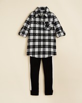 Thumbnail for your product : Flowers by Zoe Girls' Embellished Plaid Button Down Shirt - Sizes S-XL