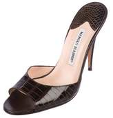 Thumbnail for your product : Manolo Blahnik Alligator Slide Sandals