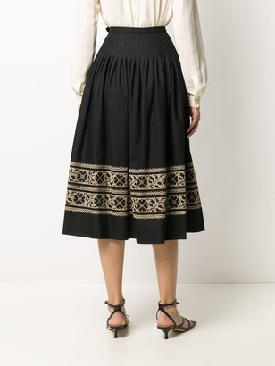 Yves Saint Laurent Pre-Owned 1970s Floral Embroidery Full Skirt
