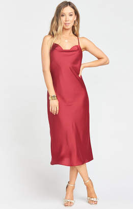 Show Me Your Mumu Verona Cowl Dress ~ Ruby Luxe Satin