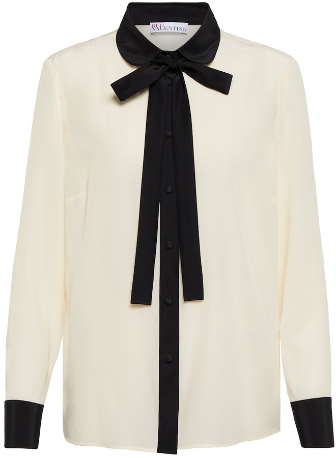 White Tie Neck Blouse | Shop the world's largest collection of 