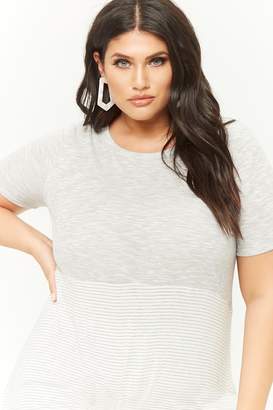 Forever 21 Plus Size Ribbed Contrast Striped Twist-Front Top