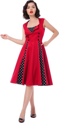 Odizli 1950s Dresses for Women UK Vintage Rockabilly Retro 1940s 50s Style  Sleeveless Spliced Floral/Polka