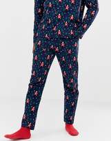 Thumbnail for your product : ASOS DESIGN TALL mr & mrs Holidays woven pyjama set with nutcracker design