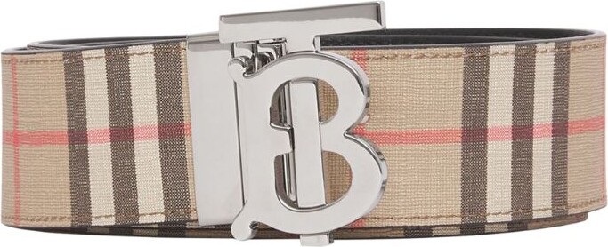 Burberry Men's Reversible Monogram Buckle Check Belt