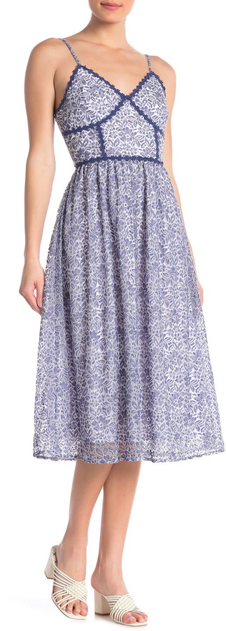 nsr sleeveless lace midi dress