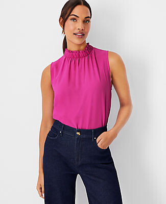 ruffle mock neck top
