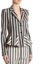 Thumbnail for your product : Altuzarra Clary Striped Godet Wool And Cotton Jacket
