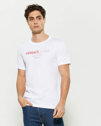 Versace Jeans White & Red Raised Logo Short Sleeve Tee