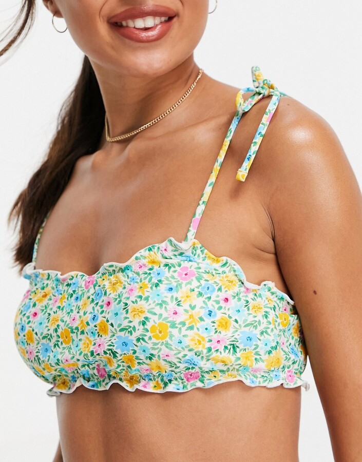 Nobody's Child frilly bikini top in retro floral - part of a set -  ShopStyle Two Piece Swimsuits