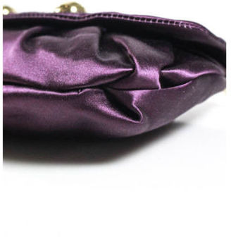 Henri Bendel NWOT Dark Purple Satin Magnetic Button Closure Small Clutch Handbag