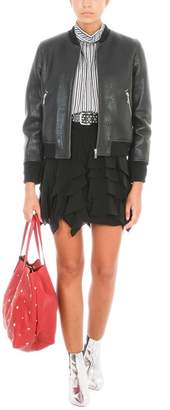 Etoile Isabel Marant Kanna Black Textured Leather Bomber Jacket