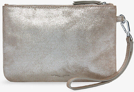 The White Company Womens Putty Sparkle Suede Clutch Bag 1Size