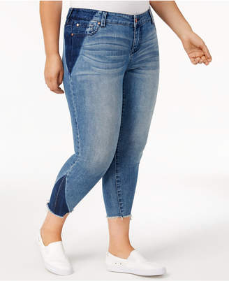 Celebrity Pink Trendy Plus Size Shadow-Spliced Skinny Jeans