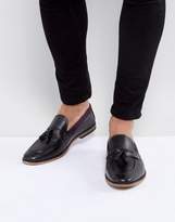 Thumbnail for your product : ASOS DESIGN Tassel Loafers In Black Leather With Tape Detail