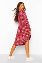 Thumbnail for your product : boohoo Tall Polka Dot Long Sleeve Smock Midi Dress