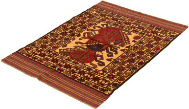 Isabelline One-of-a-Kind Cavaliere Hand-Knotted New Age 4'2" x 5'11" Wool Area Rug in Red/Brown
