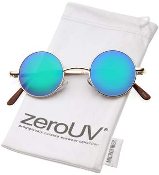 Zerouv Lennon Style Small Round Circle Sunglasses for Men with Color Mirrored Lens (/Midnight)