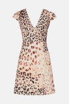 Thumbnail for your product : Karen Millen Figure Form Leopard Print Plunge Woven Dress