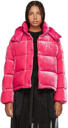 Moncler Pink Velvet Caille Down Jacket