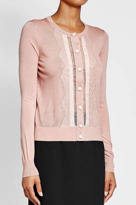 Paule Ka Lace-Trimmed Cardigan with Wool and Silk