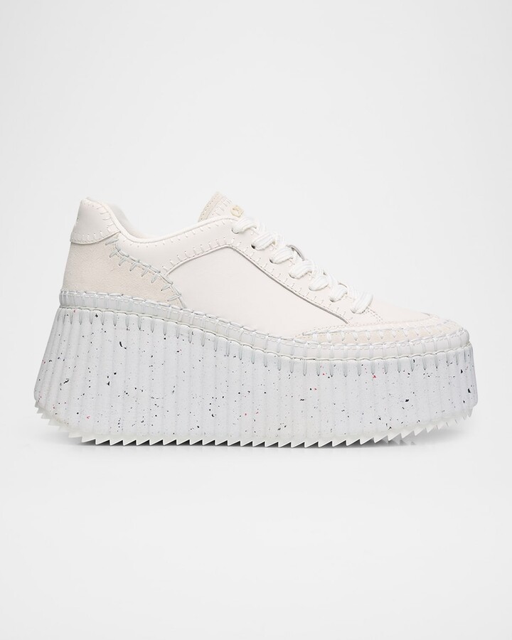 Chloé Nama Platform Speckled Mix Leather Sneakers