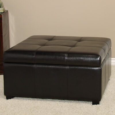 Calabasas Bonded Leather Storage Ottoman in Deep Espresso Brown