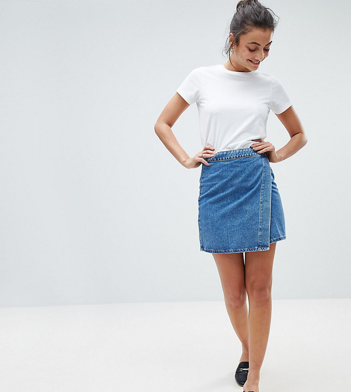 blue jean wrap around skirt