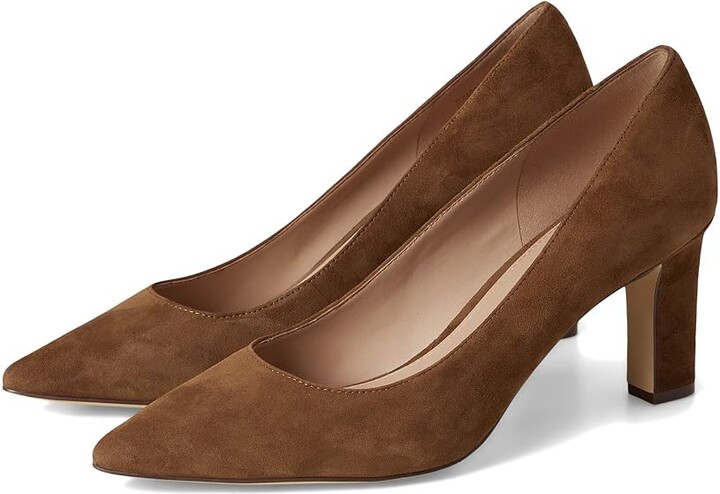 Cole Haan Mylah Heel Pump, 75mm Women's Shoes Spiced Brown Suede : 10 B - Medium, Leather