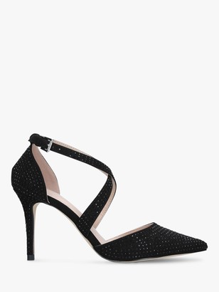 Carvela Cross Strap Stud Embellished Stiletto Heel Court Shoes, Black