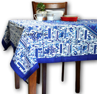 Cotton Elephant Floral Tablecloth Rectangle